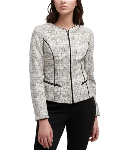 Dkny Womens Faux-Leather Trim Jacket, TW1