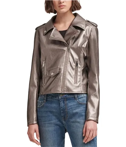 Dkny Womens Metallic Motorcycle Jacket