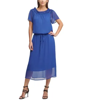 Dkny Womens Ruffle Off-Shoulder Dress