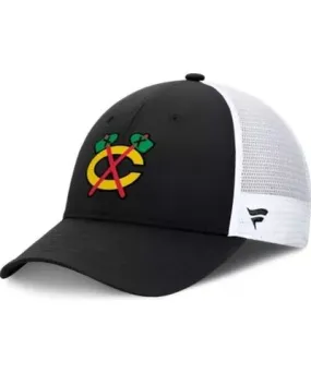 Fanatics Men's NHL Fanatics Black/White Chicago Blackhawks Authentic Pro Simple Rink Trucker Adjustable Hat