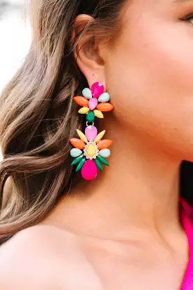 Feeling Bright Pink Multicolored Earrings