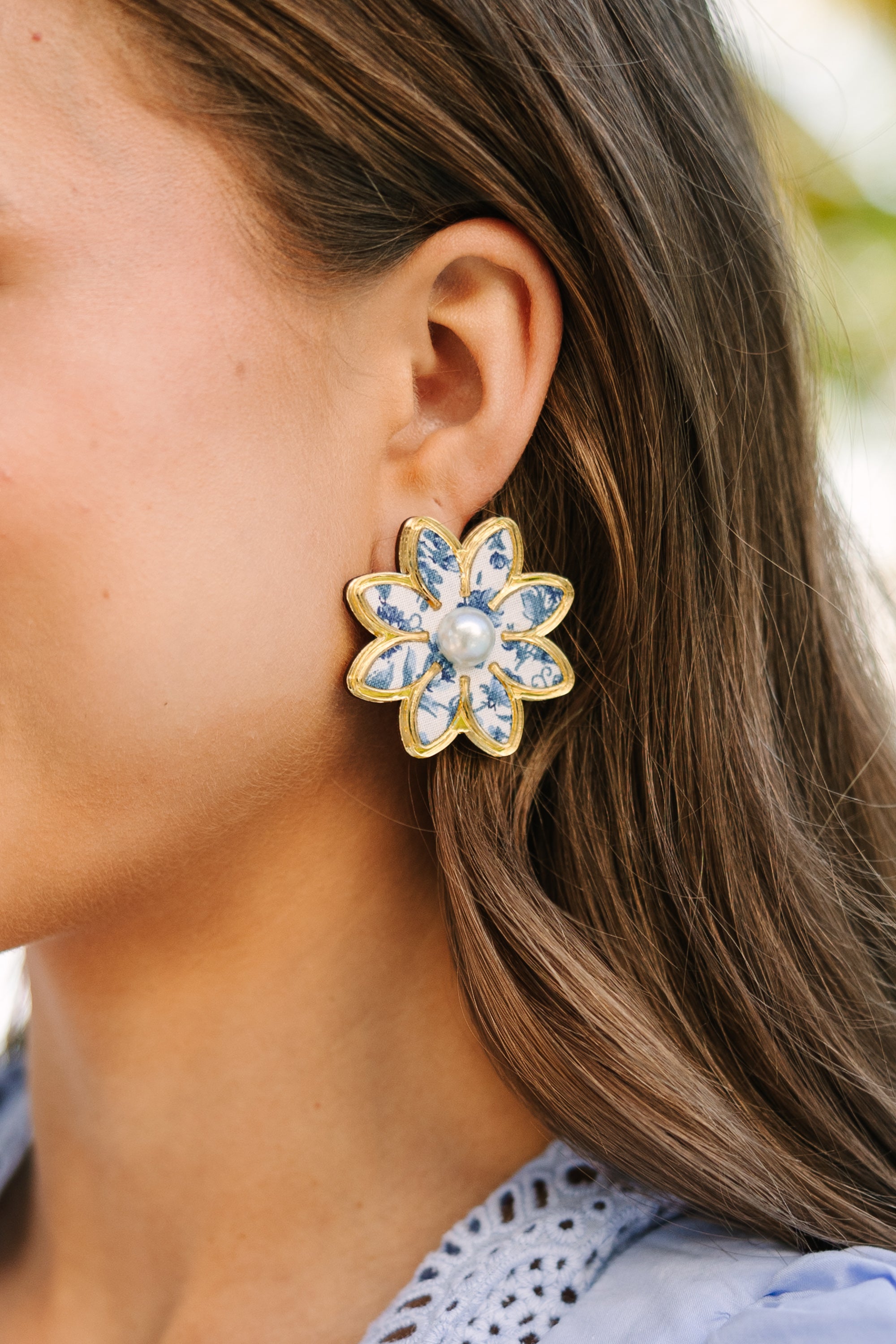 Flowers Of Love Blue Stud Earrings