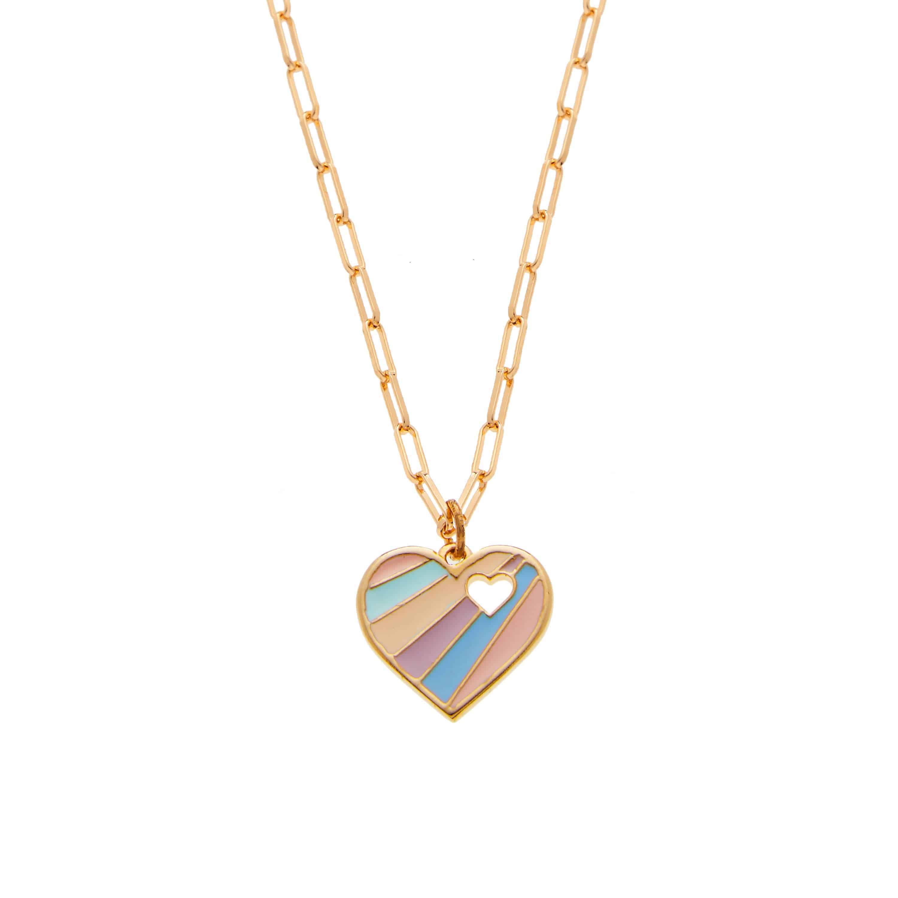 Goddess Necklace | Enamel-Filled Heart Charm Necklace