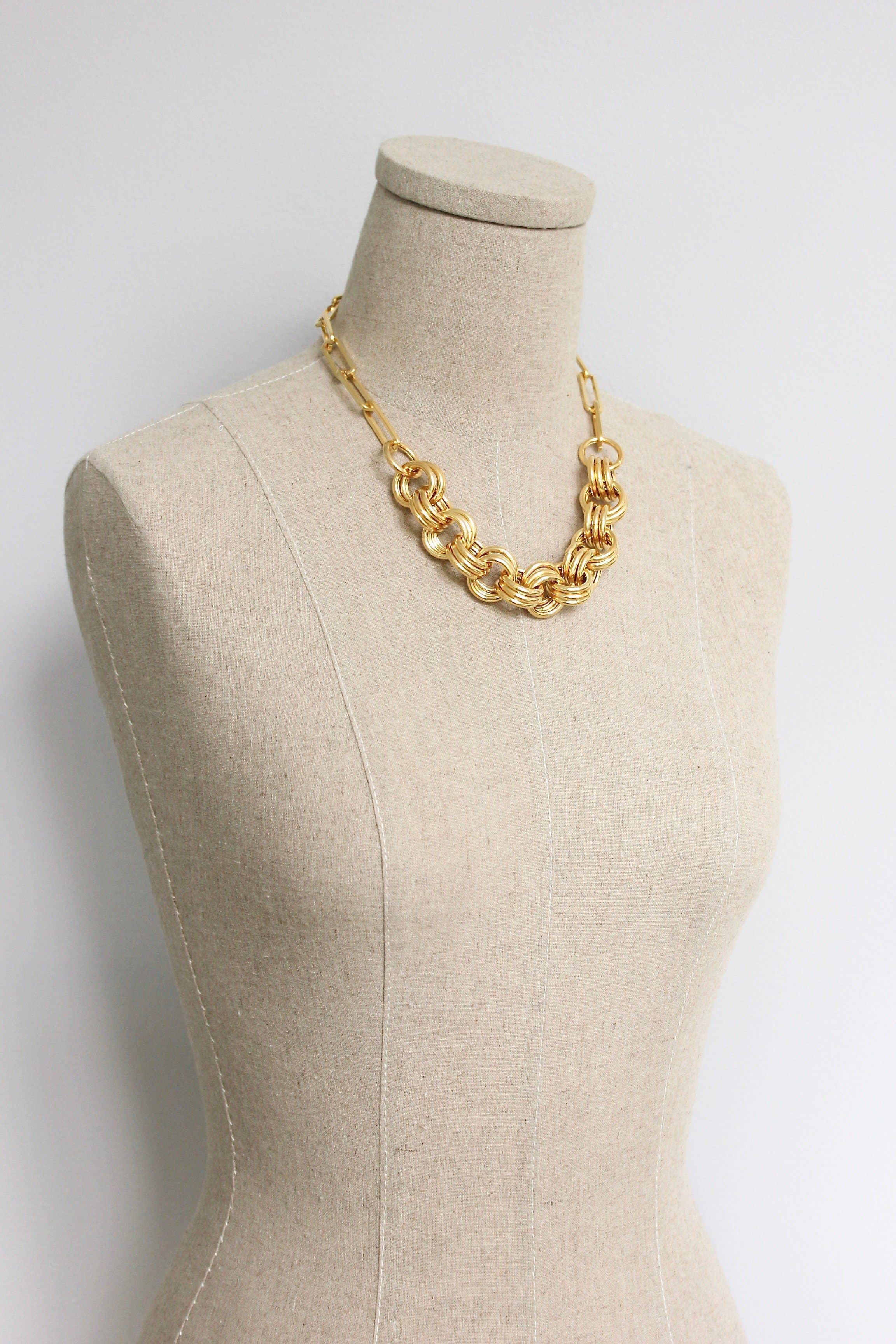 Gold Chain Hoop Necklace