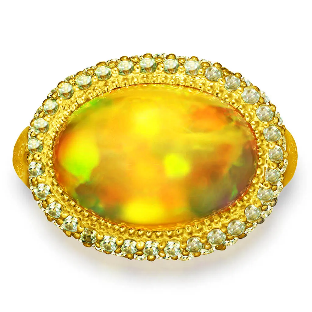 Gold Cocktail Ring with Golden Opal & Peridot