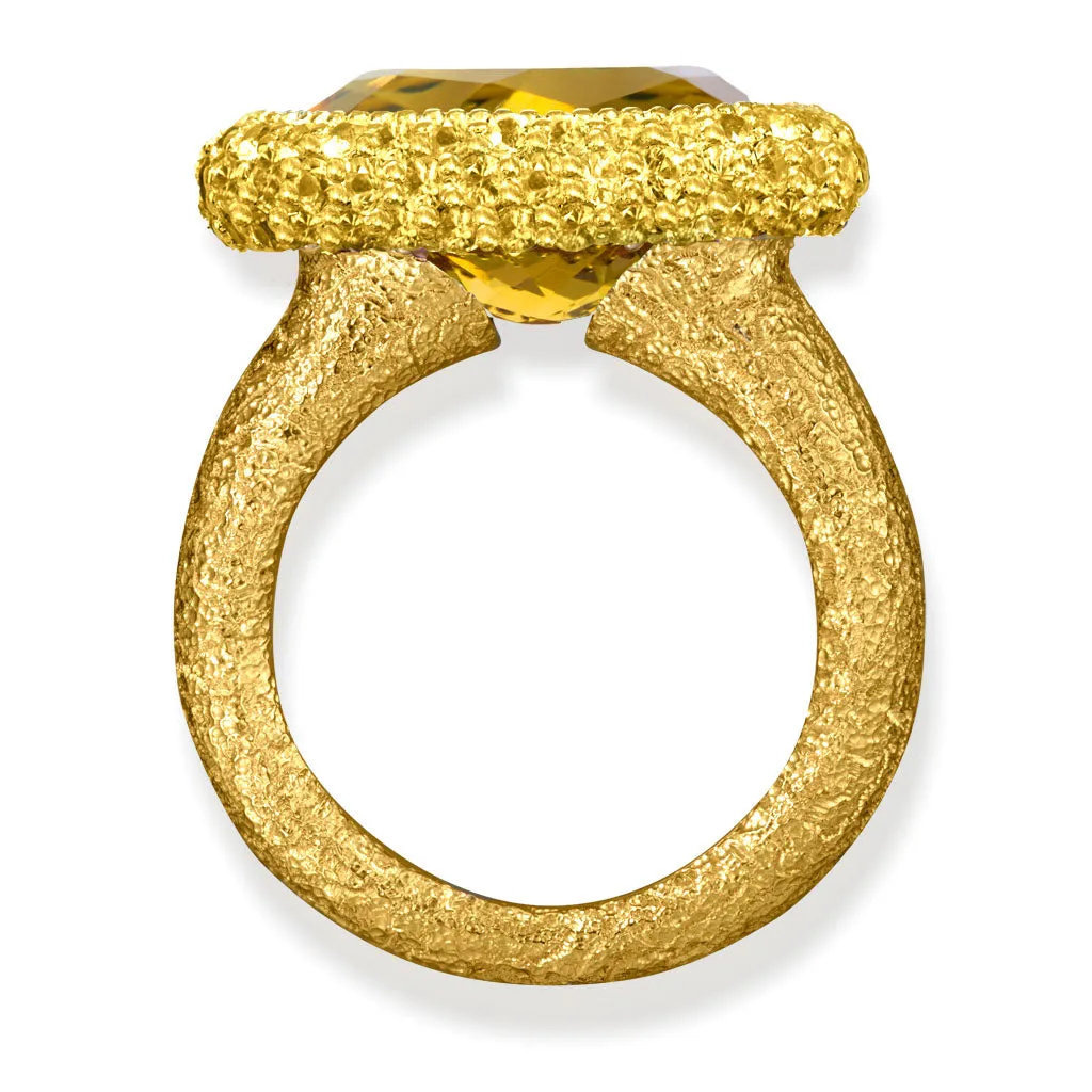 Gold Cocktail Ring With Honey Citrine