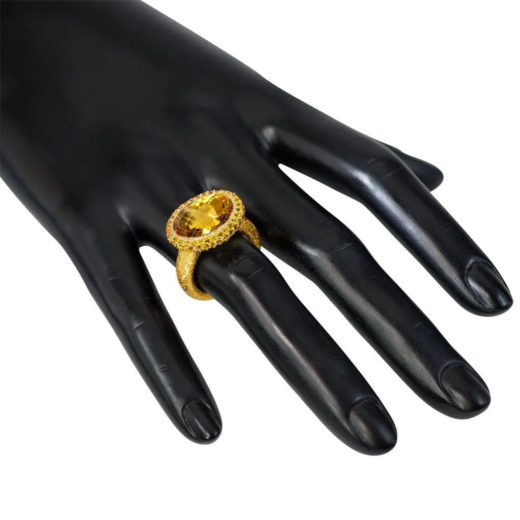 Gold Cocktail Ring With Honey Citrine