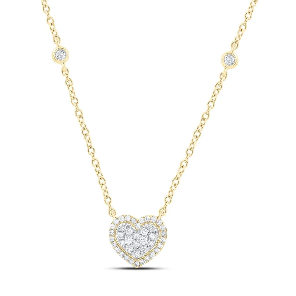 Heart Solitaire Diamond Pendant Necklace 10K Gold