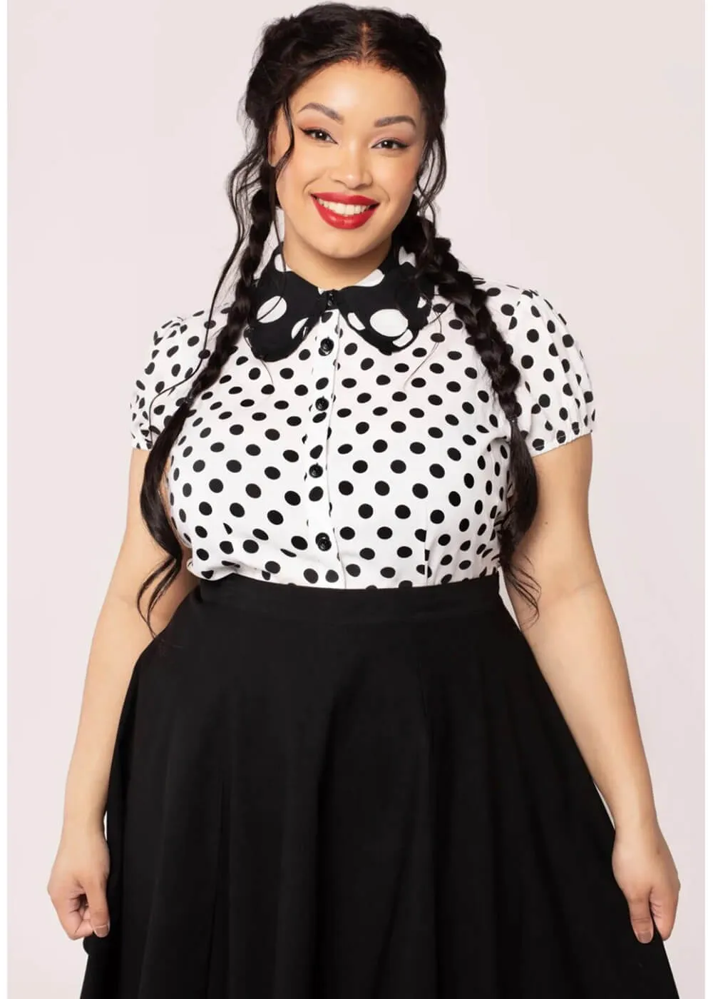 Hell Bunny Yaya Polkadot 40's Blouse White