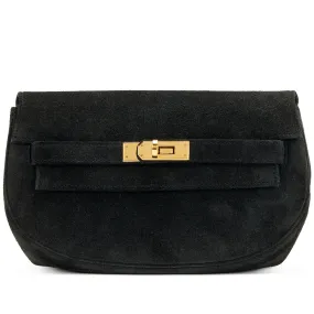 Hermès Black Doblis Kelly Banana Belt Waist Pochette 20 Gold Hardware, 1991