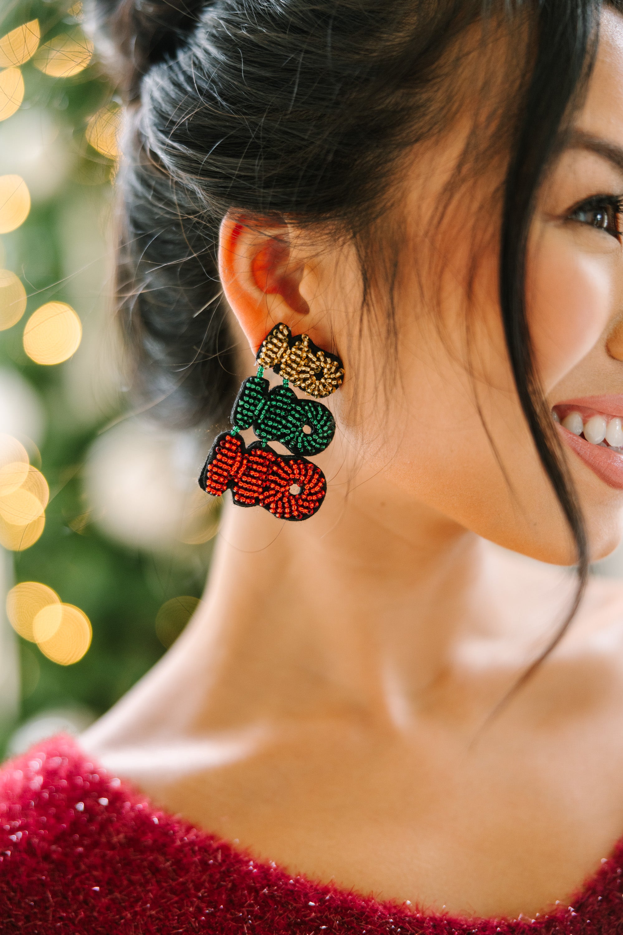 Ho Ho Ho Multicolored Beaded Earrings