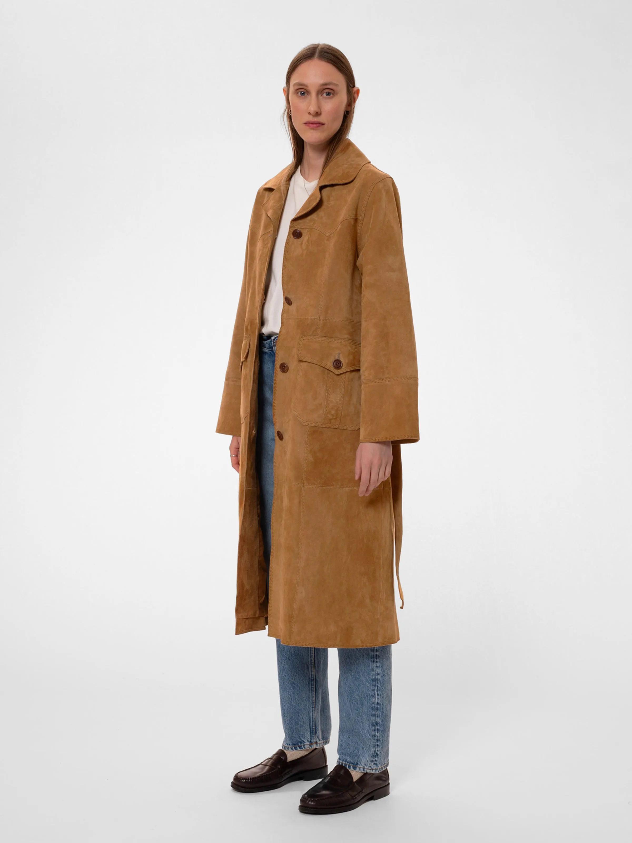 Ilse Suede Coat Tobacco