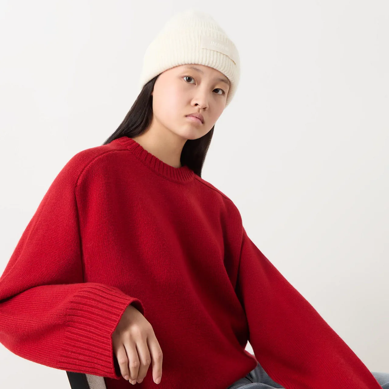 JACQUEMUS Le Bonnet Gros Beanie Hat - Off- White