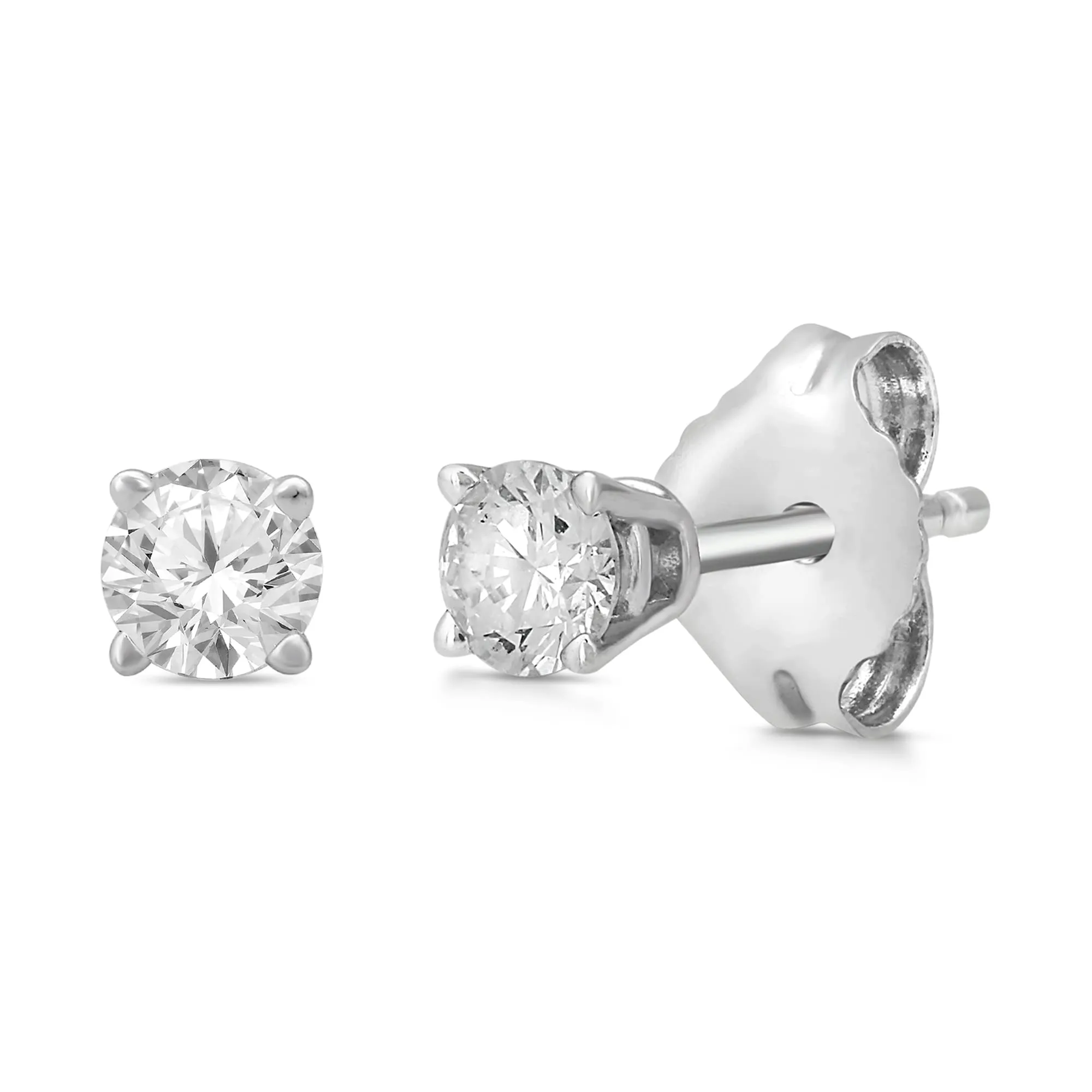 Jewelili 14K White Gold With 1/3 CTTW Diamonds Stud Earrings