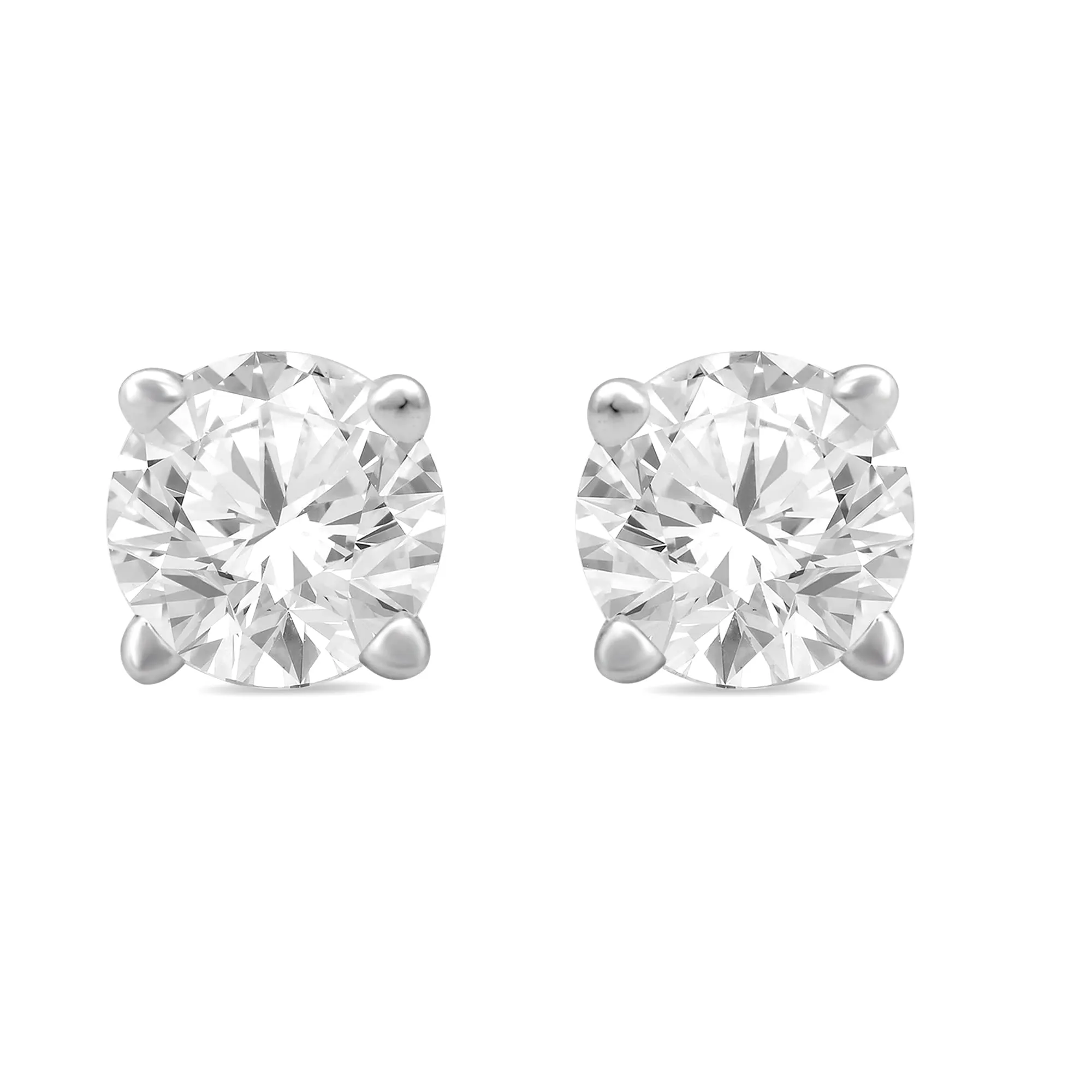 Jewelili 14K White Gold With 1/3 CTTW Diamonds Stud Earrings