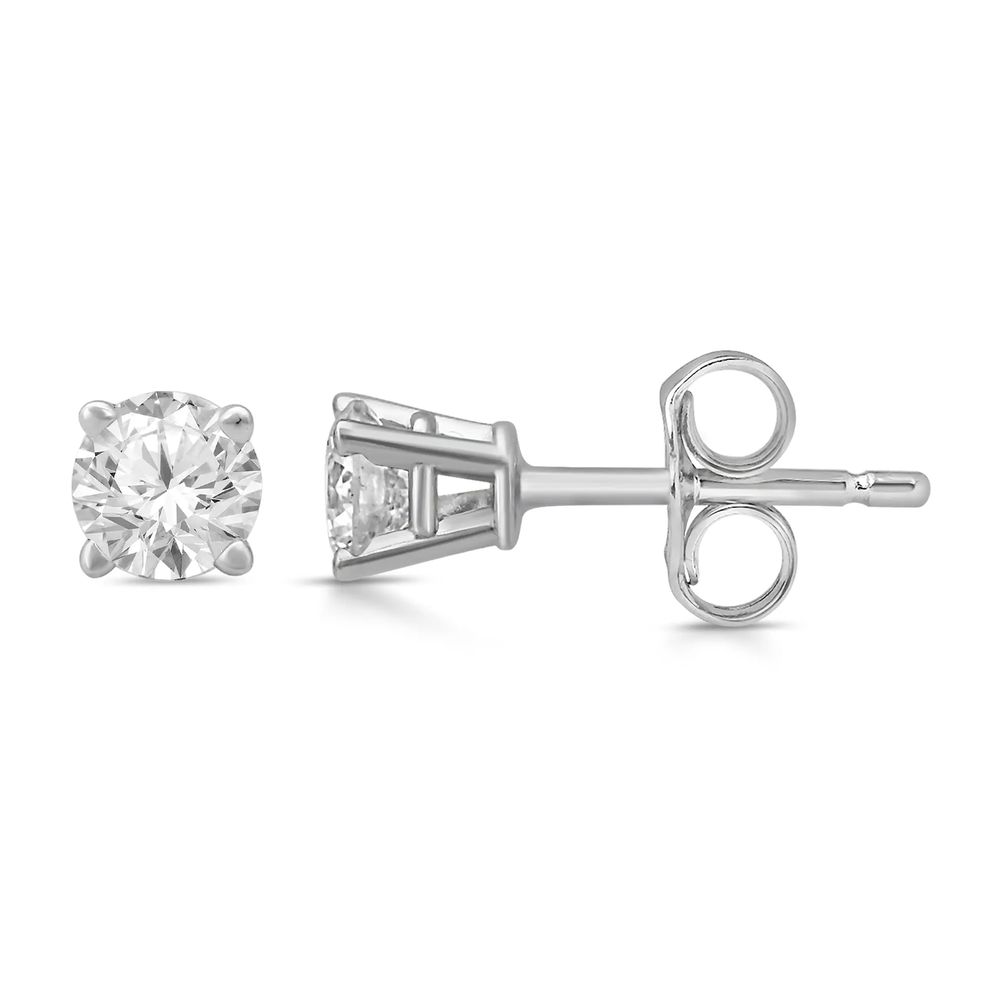 Jewelili 14K White Gold With 1/3 CTTW Diamonds Stud Earrings