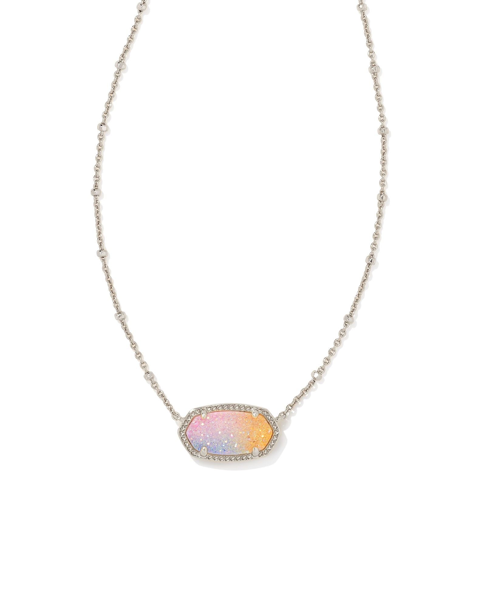 Kendra Scott Elisa Satellite Pink Watercolor Illusion Drusy Necklace