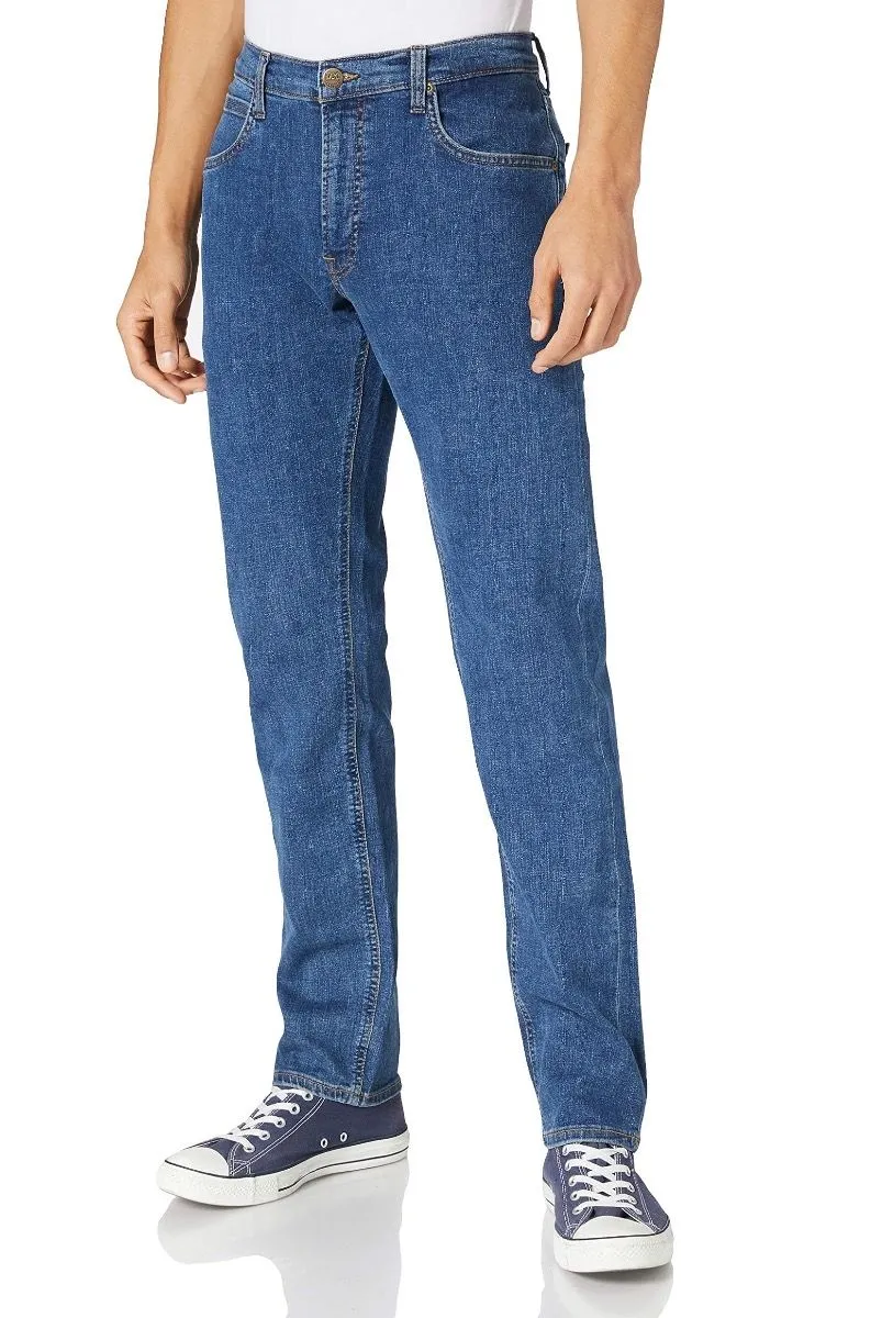 Lee Daren Zip Regular Straight Denim Jeans Mid Stone Wash