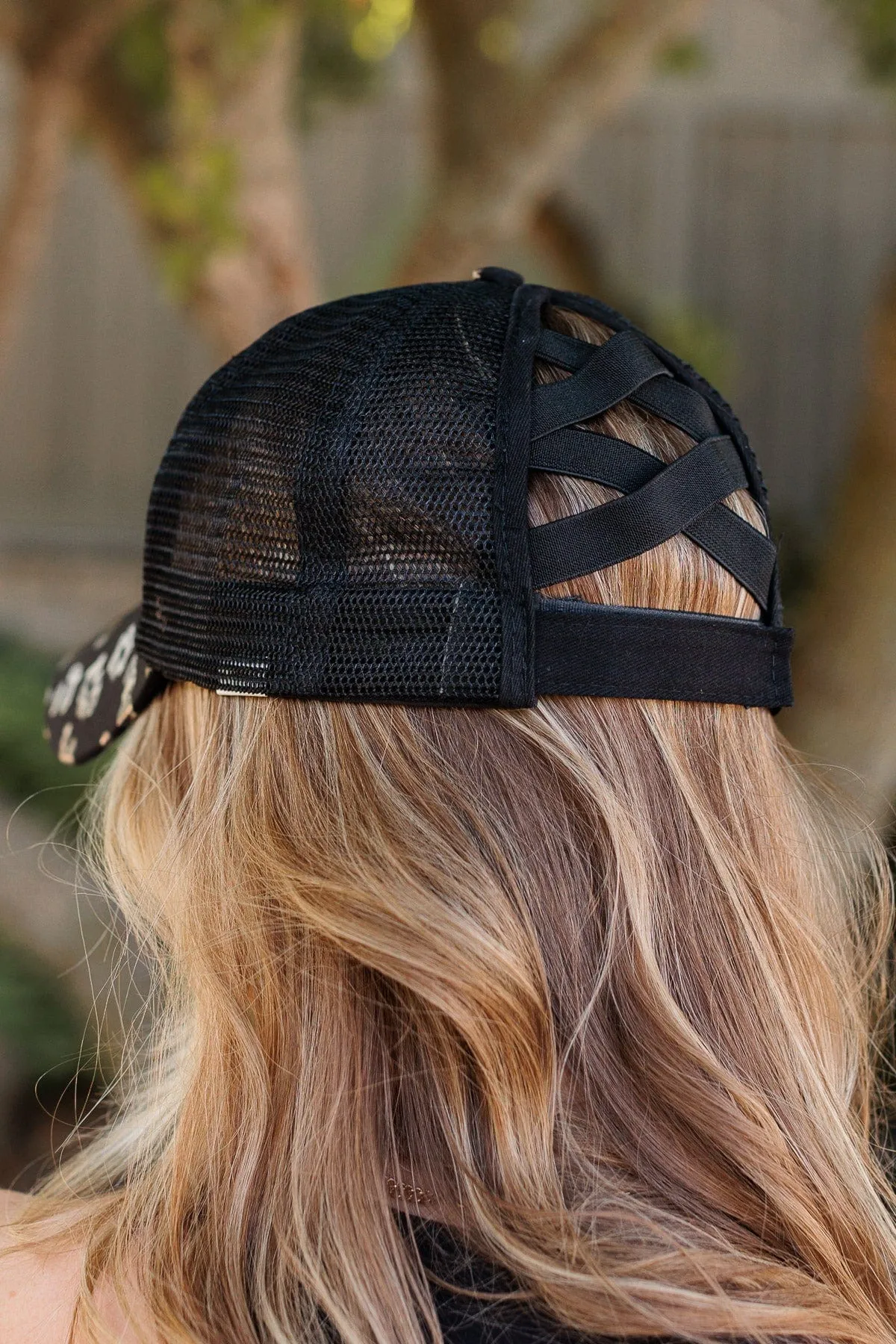 Let's Hit The Road Baseball Hat- Black & Leopard