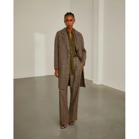 Long coat with pie de poule pattern