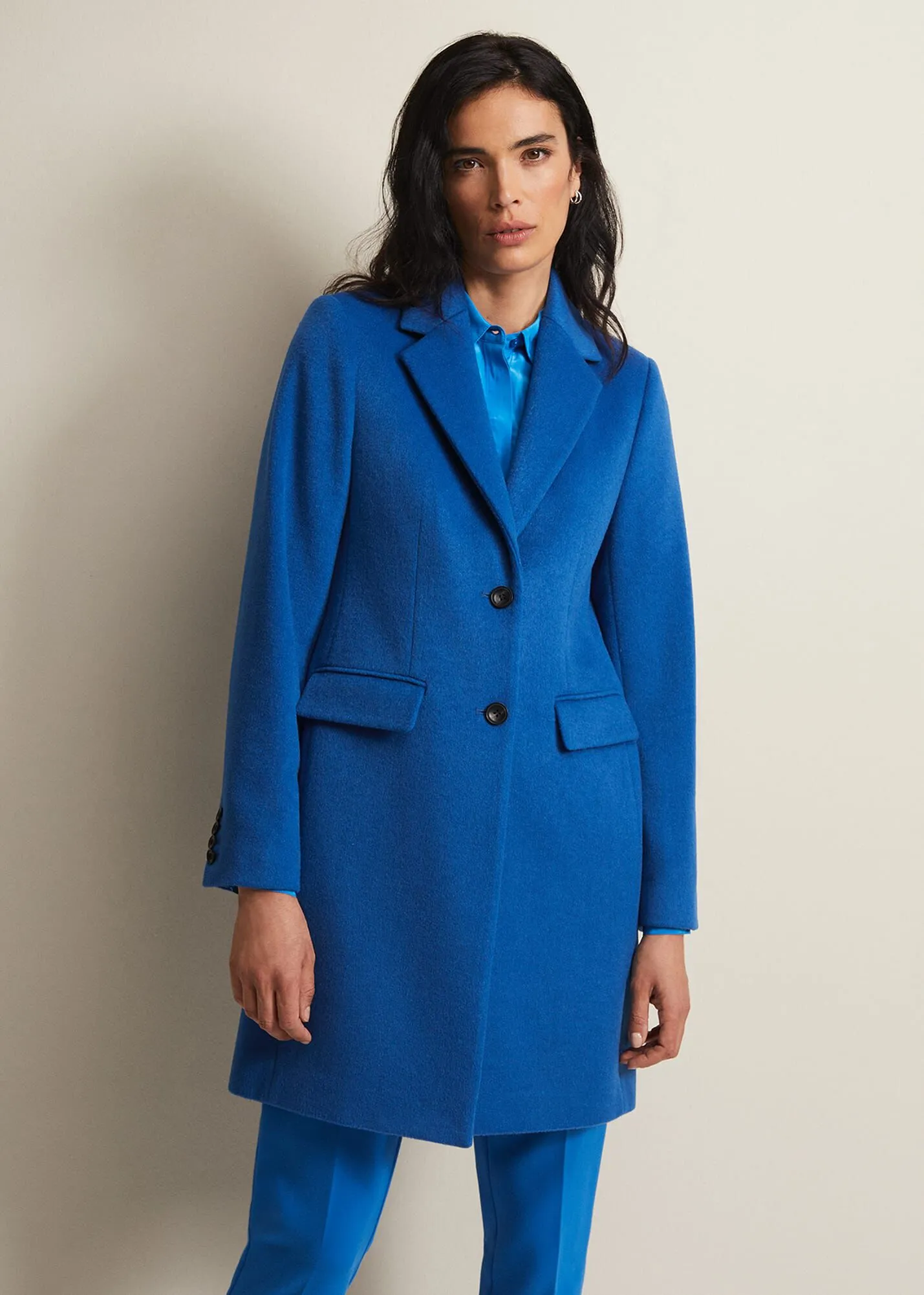 Lydia Blue Wool Smart Coat