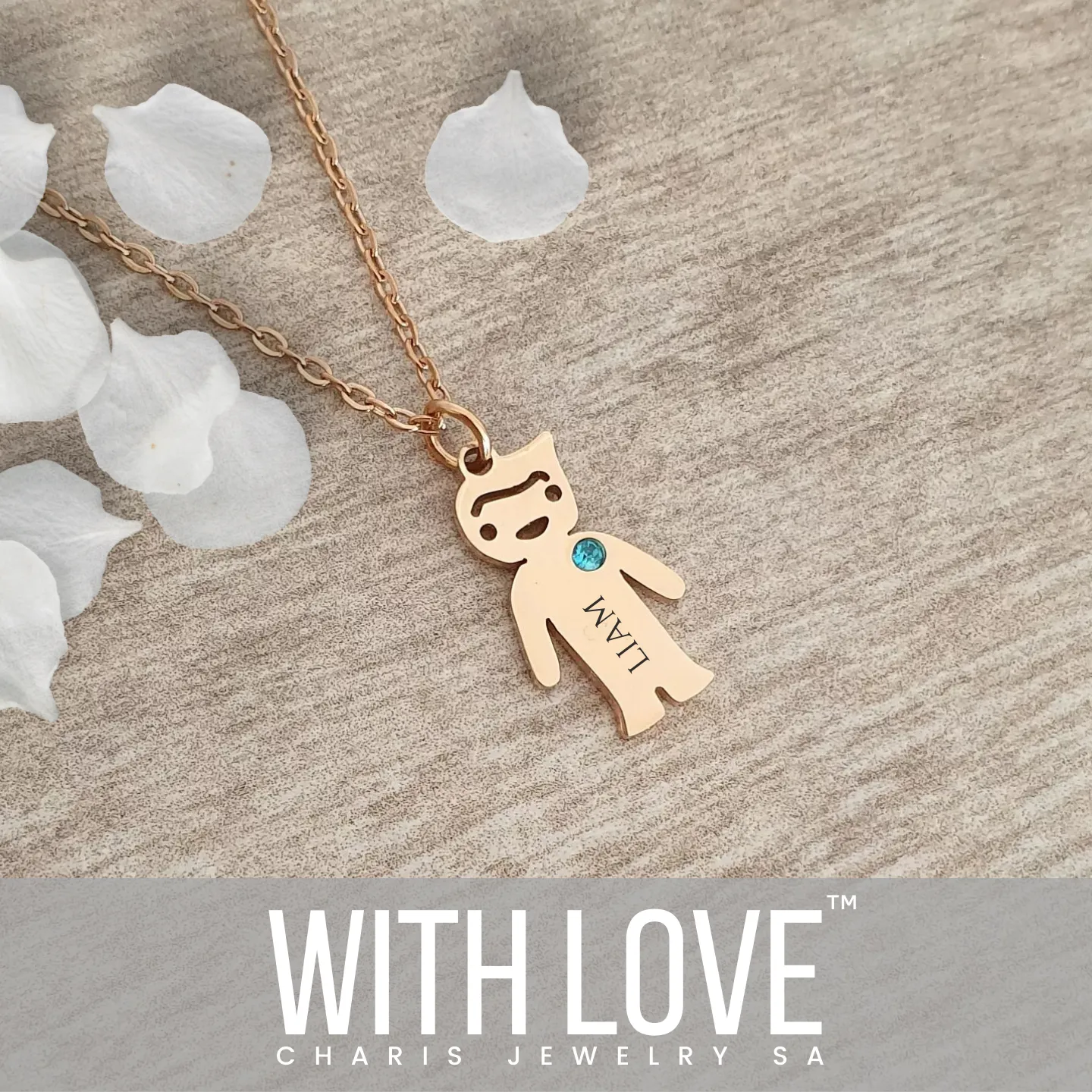 Maya Personalized Necklace, Rose Gold Stainless Steel, 45-50cm chain (READY IN 3 DAYS!)