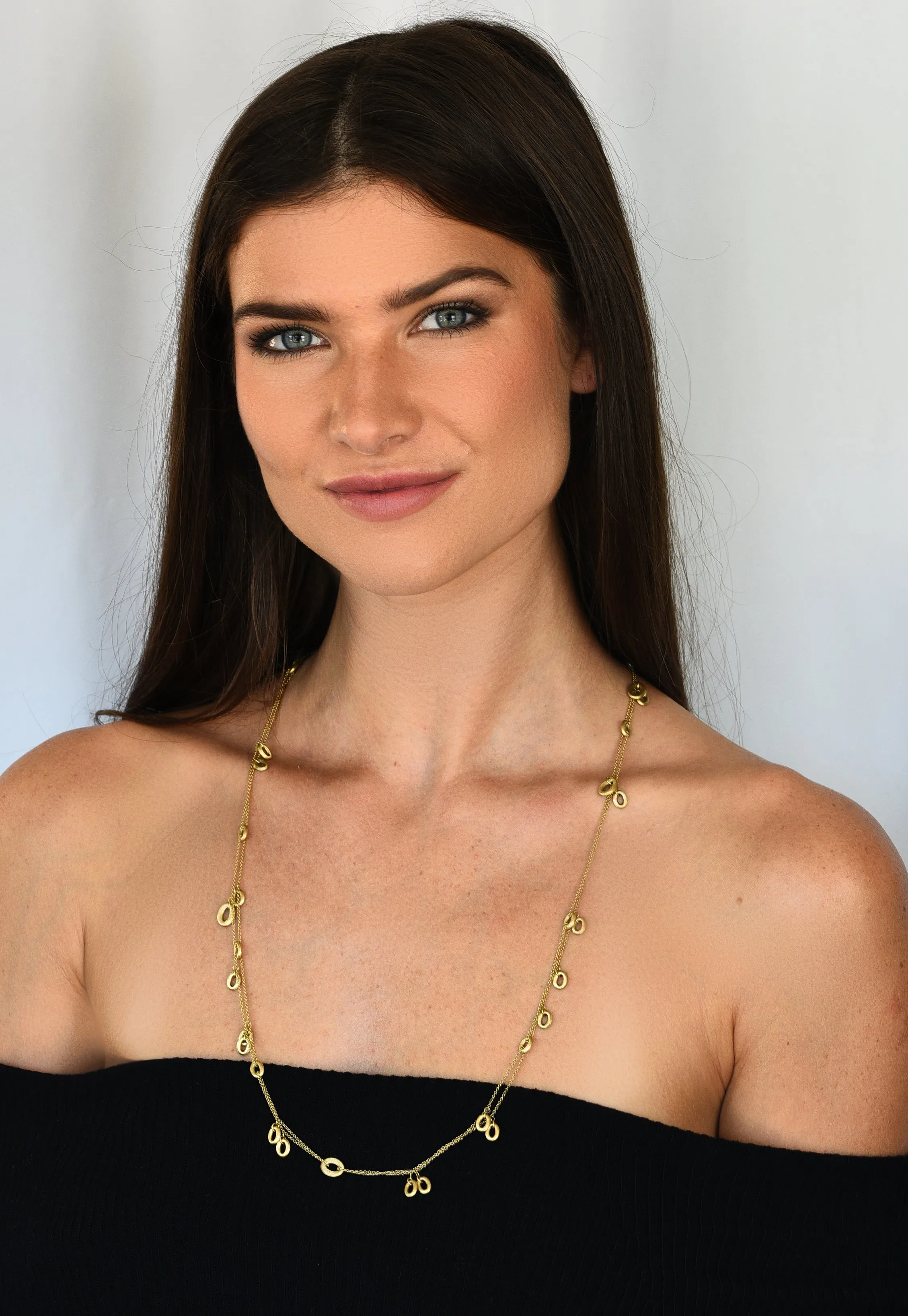 Nanis Contemporary 18 Karat Yellow Gold Brushed Olga Chain Necklace