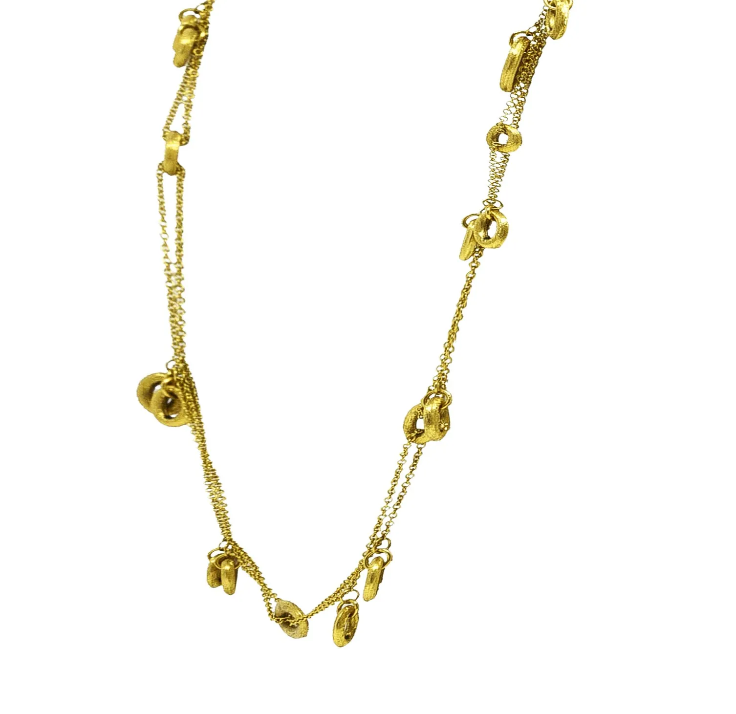 Nanis Contemporary 18 Karat Yellow Gold Brushed Olga Chain Necklace