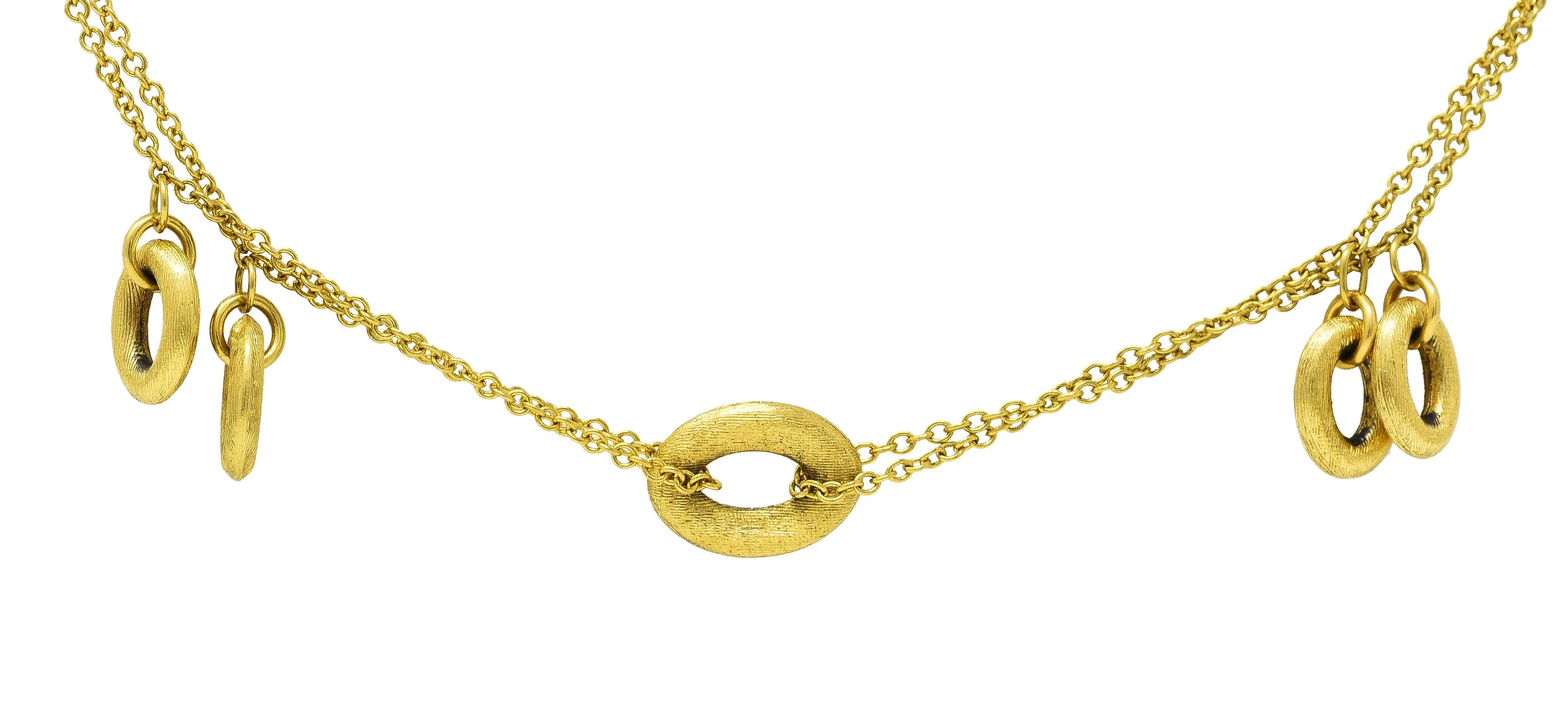 Nanis Contemporary 18 Karat Yellow Gold Brushed Olga Chain Necklace