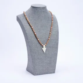 Natural Wood and Bone Necklace - Arrow