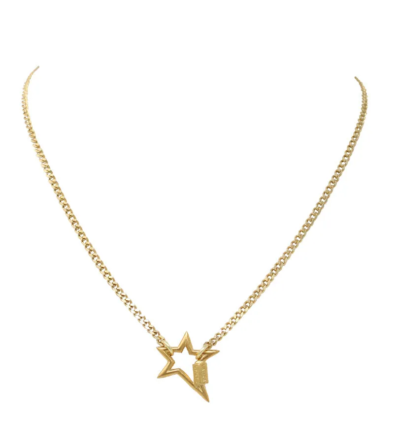 Necklace with mini star lock gold finish