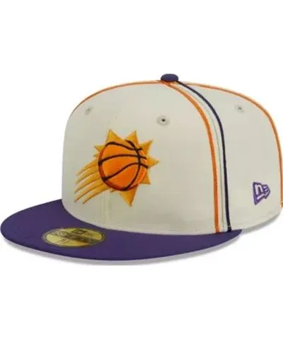 New Era Men's NBA Cream/Purple Phoenix Suns Piping 2-Tone 59FIFTY Fitted Hat