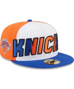 New Era Men's NBA White/Blue New York Knicks Back Half 9FIFTY Fitted Hat