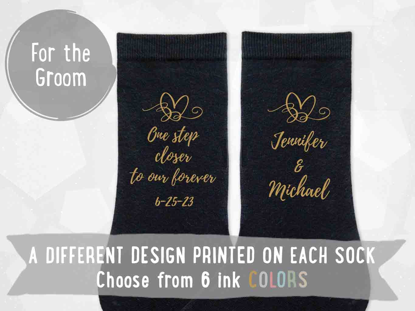 Personalized Wedding Socks for the Groom - One Step Closer