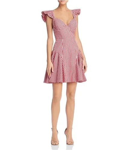 Petersyn Womens Gingham Ruffled Dress