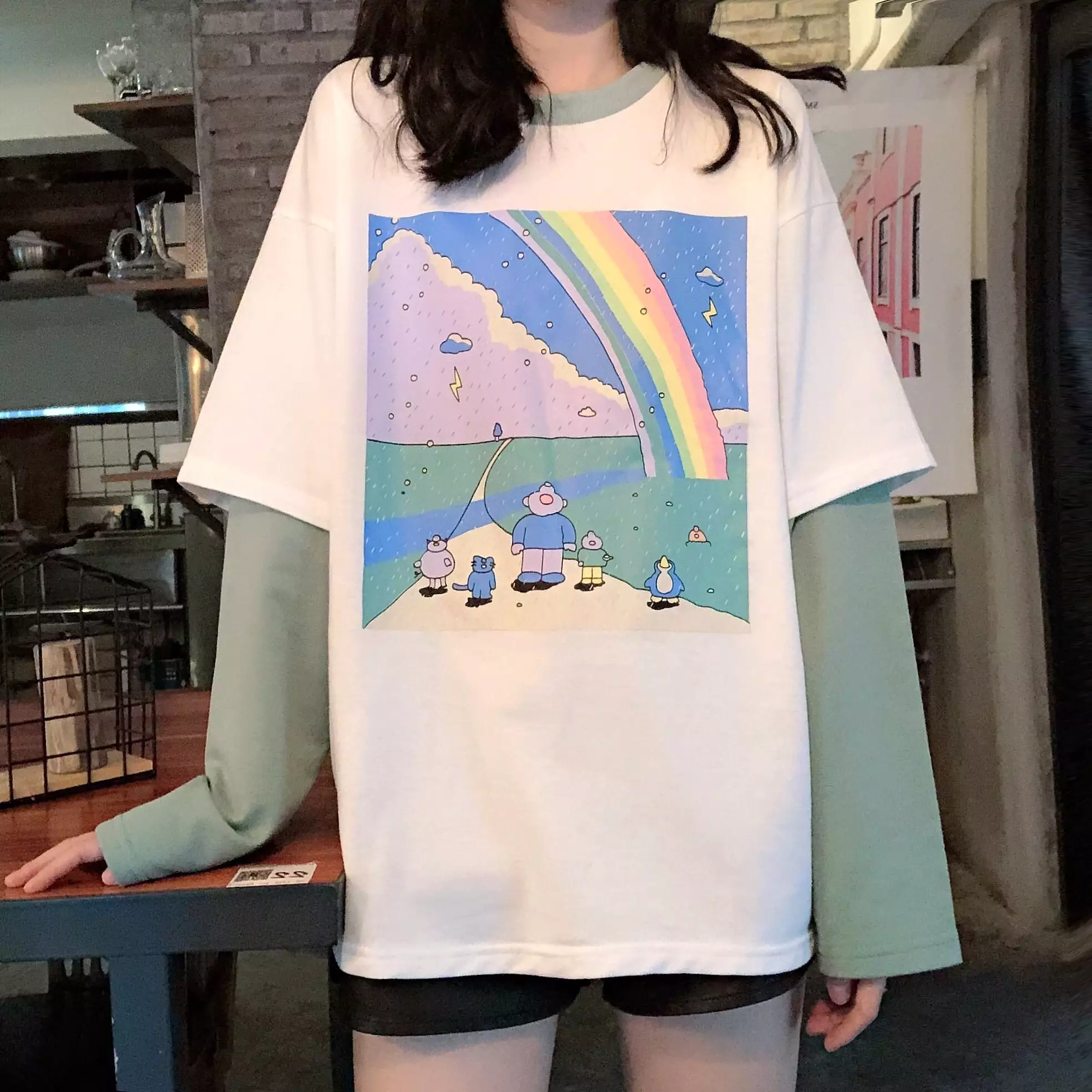 RAINBOW FAKE TWO PIECES SHIRT BY22601