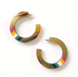 Rainbow Horn Hoop Earrings