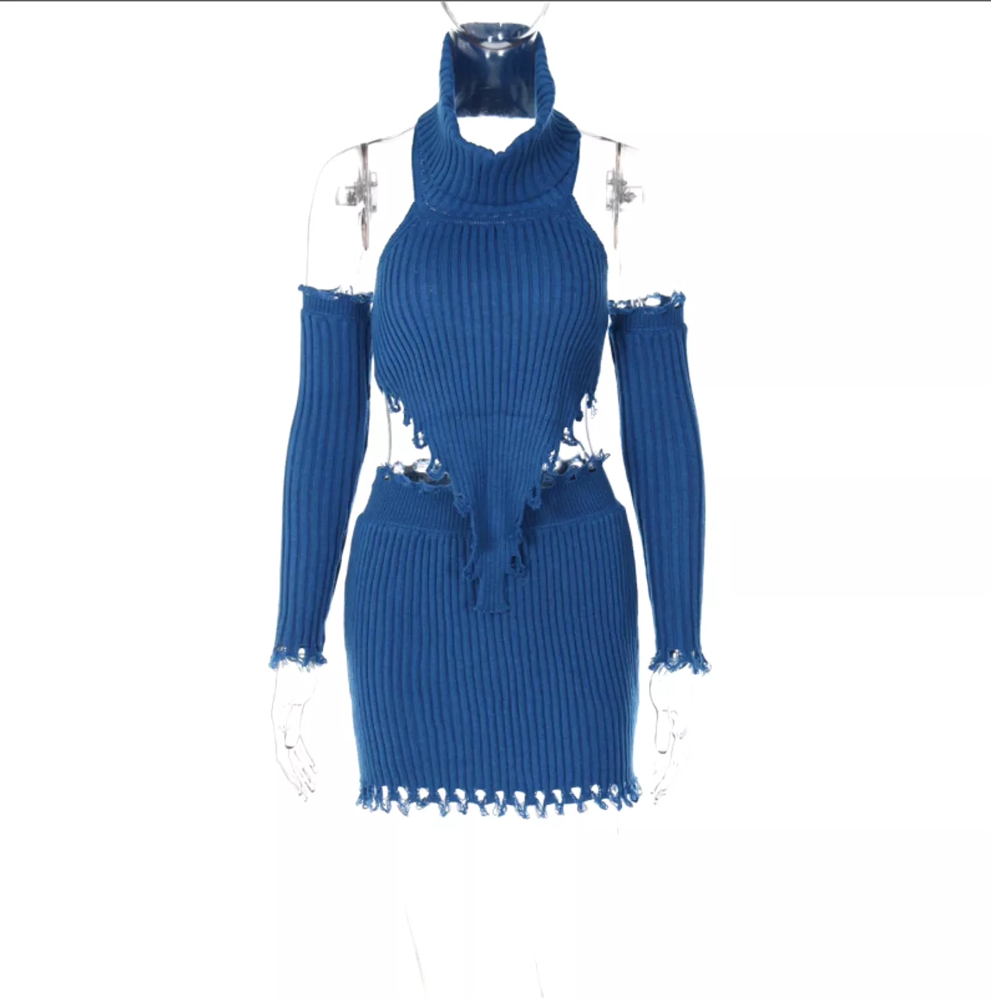 Raw Knit Two Piece in Blue