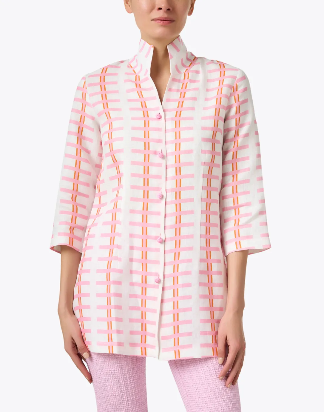 Rita Pink Print Linen Jacket