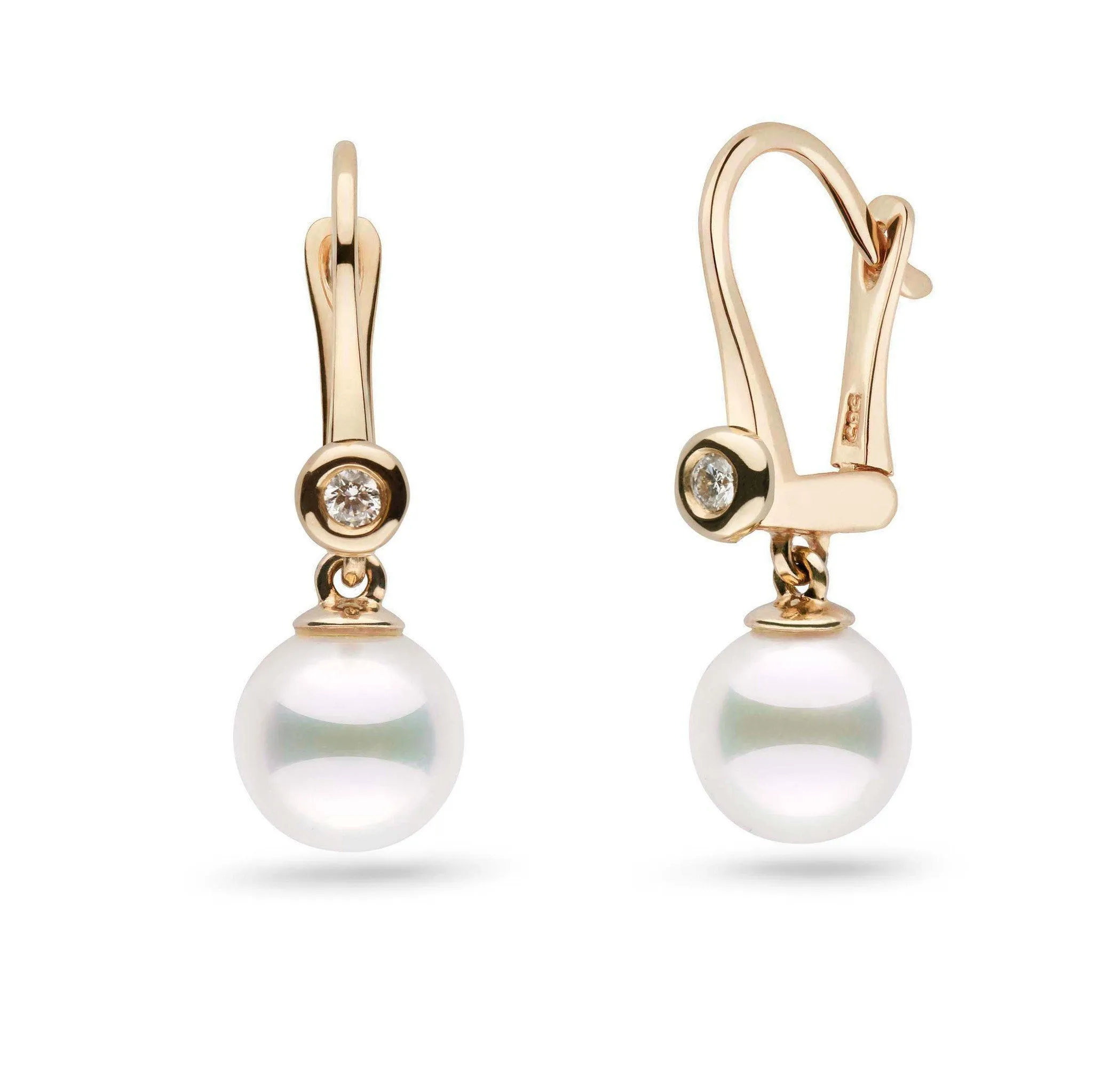 Romantic Collection Akoya 7.5-8.0 mm Pearl & Diamond Dangle Earrings