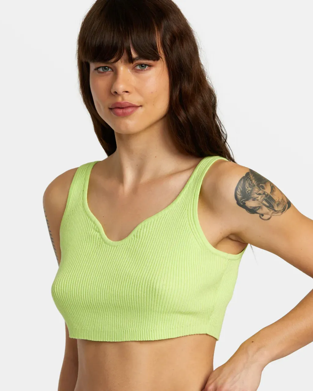 RVCA Roundabout Sweater Tank V-Neck Sweater - Neon Green