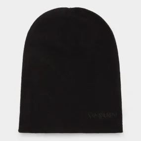 SAINT LAURENT Logo Beanie Hat - Black 1000