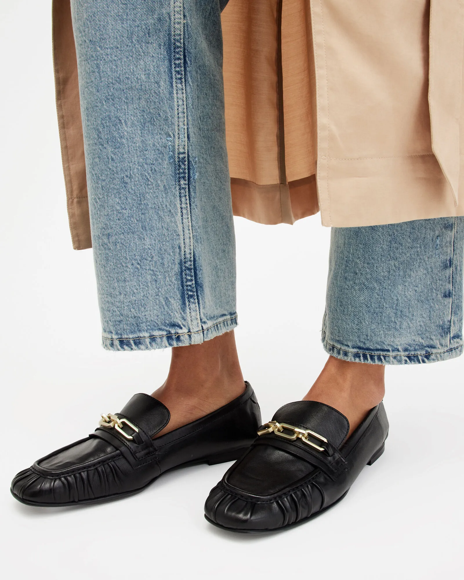 Sapphire Leather Chain Loafer Shoes