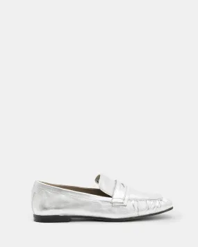 Sapphire Metallic Leather Loafer Shoes