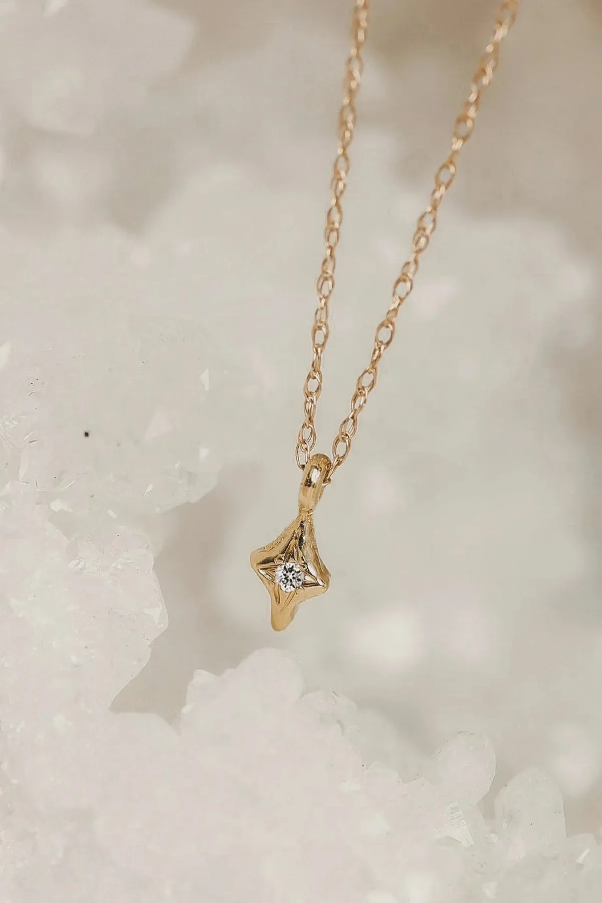 Solid Gold North Star Diamond Necklace