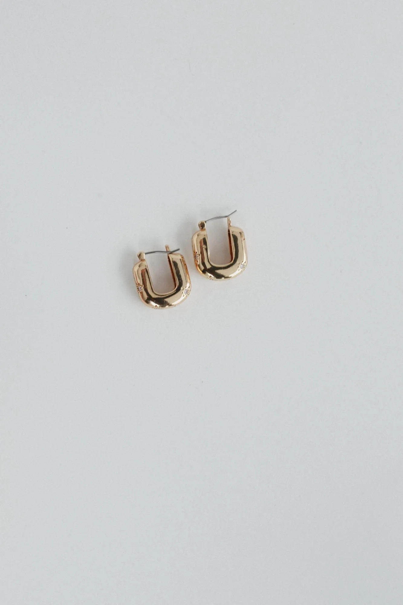 Stellar Etched Rectangle Hoop Earrings - Gold