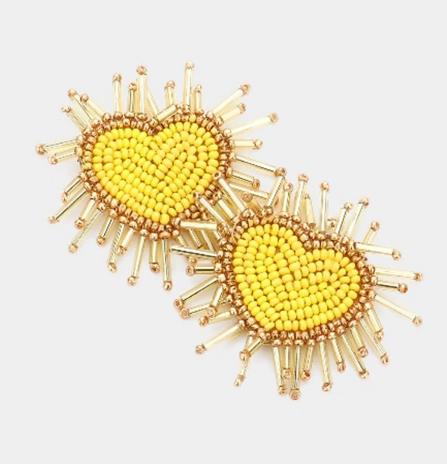 Sunshine Sparkle Heart Earrings Beaded