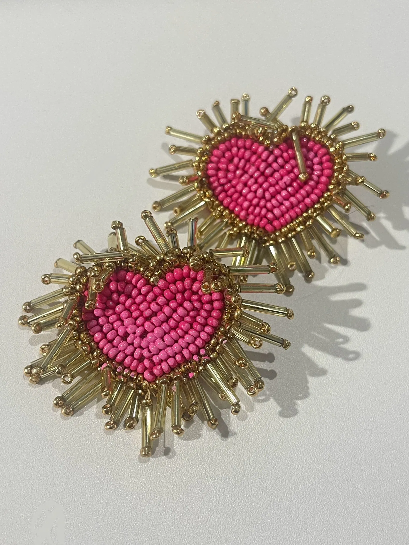 Sunshine Sparkle Heart Earrings Beaded