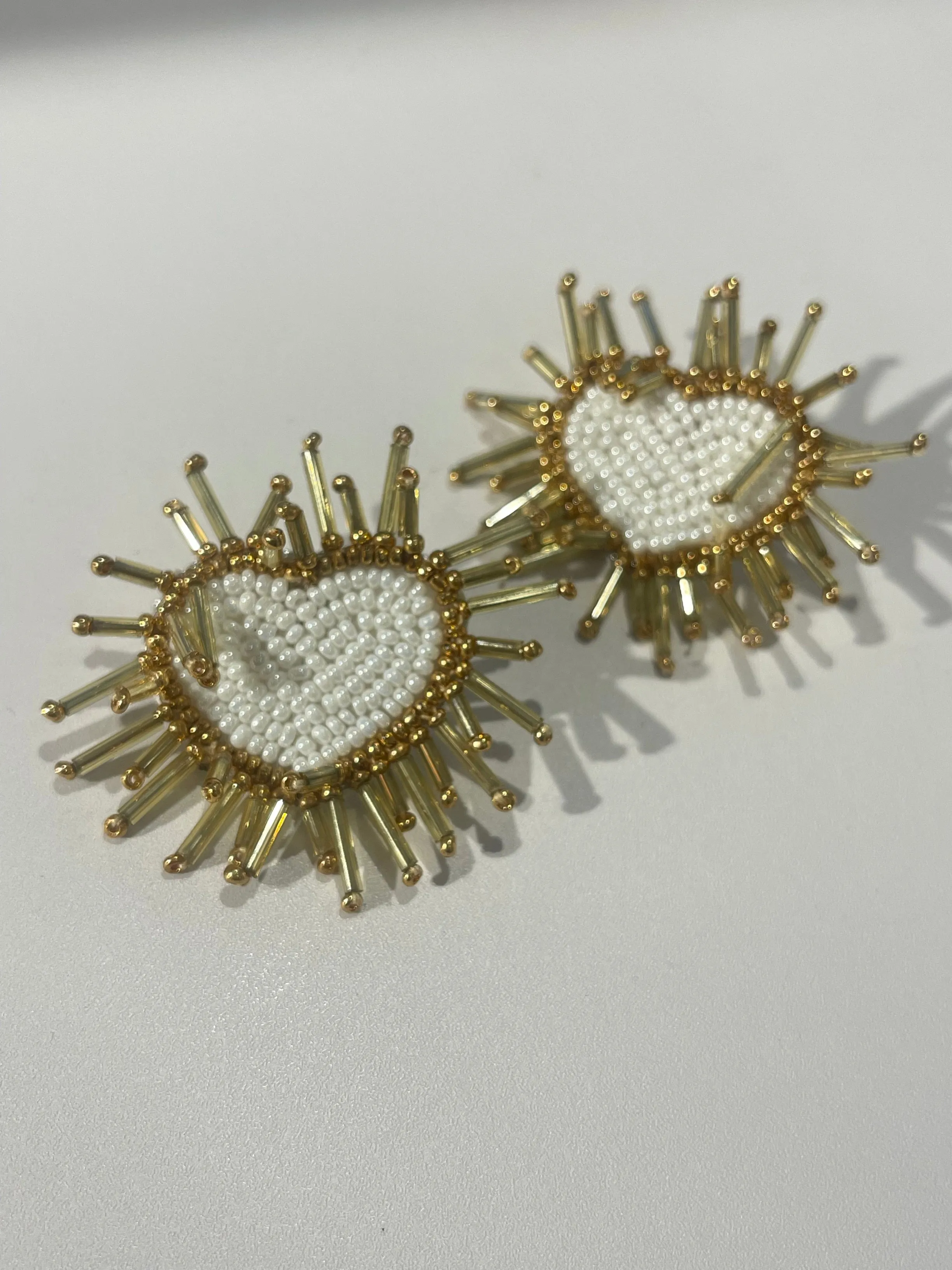 Sunshine Sparkle Heart Earrings Beaded