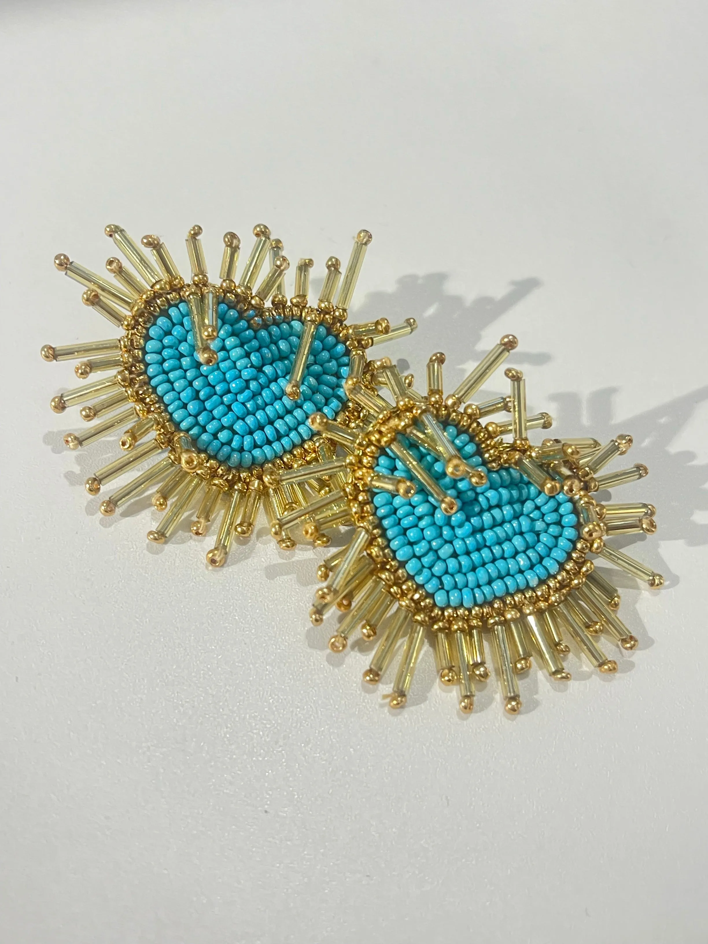 Sunshine Sparkle Heart Earrings Beaded